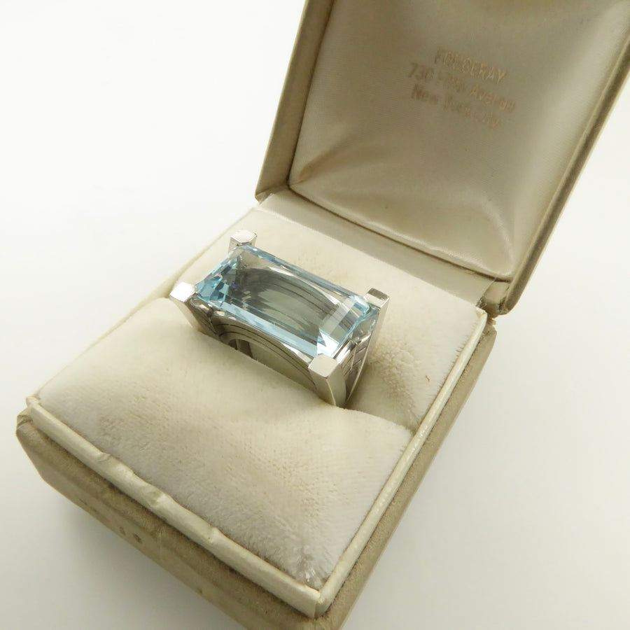 Deco aquamarine ring Fougeray