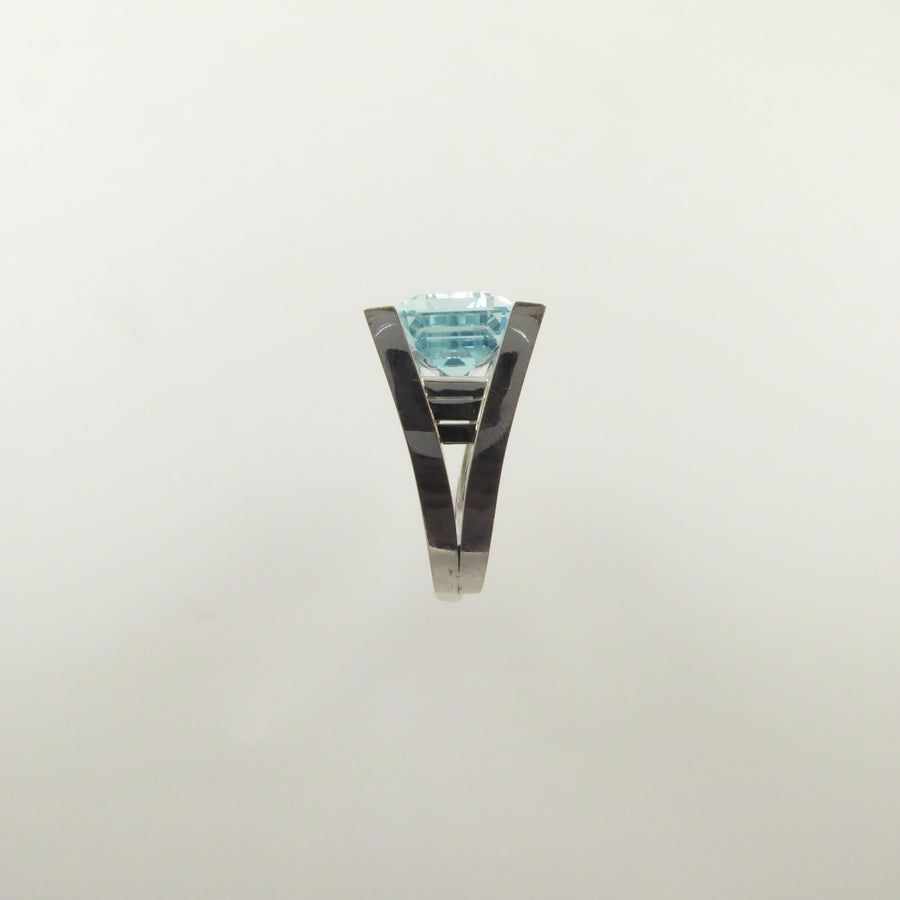 Deco aquamarine ring Fougeray