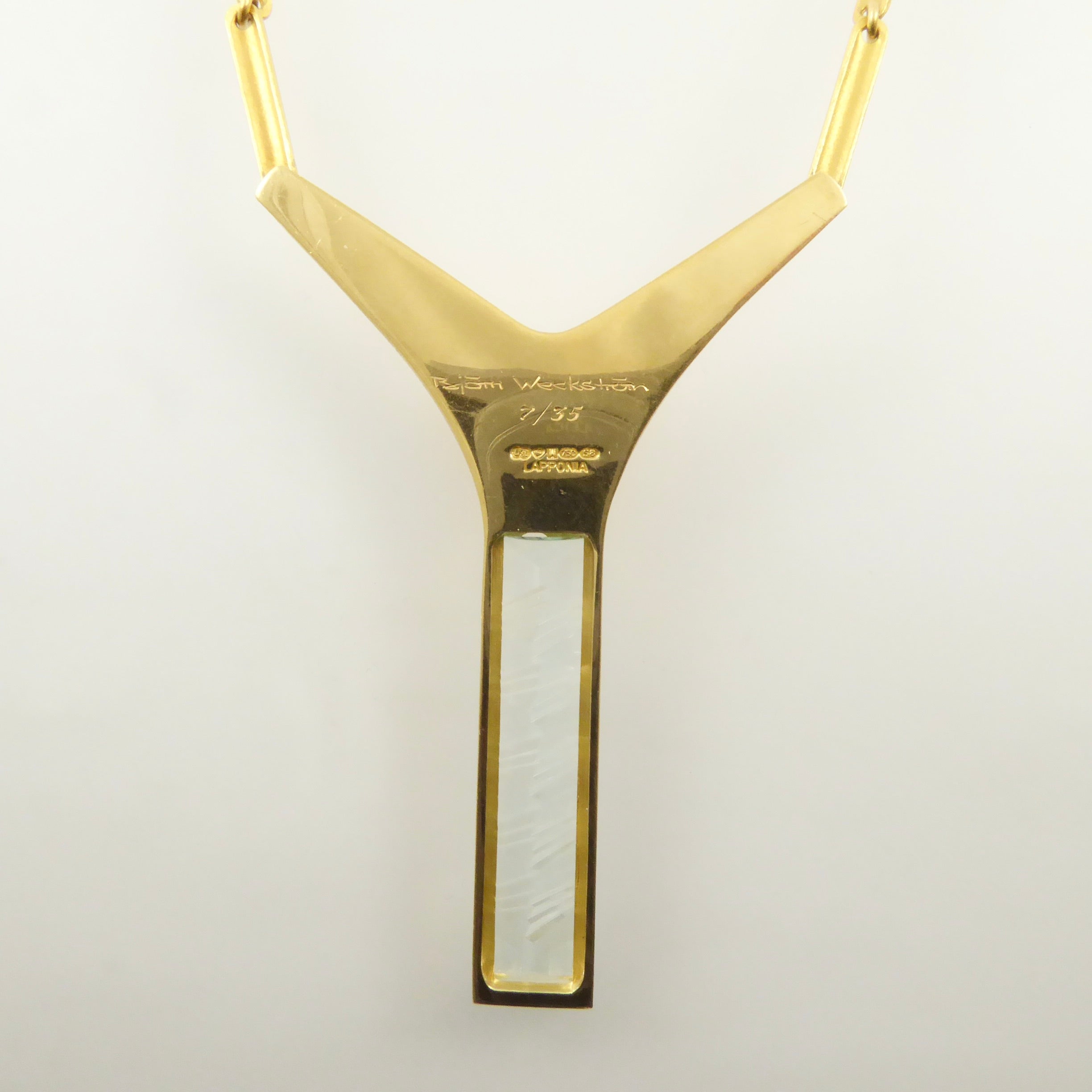 Lapponia Munsteiner gold aquamarine necklace