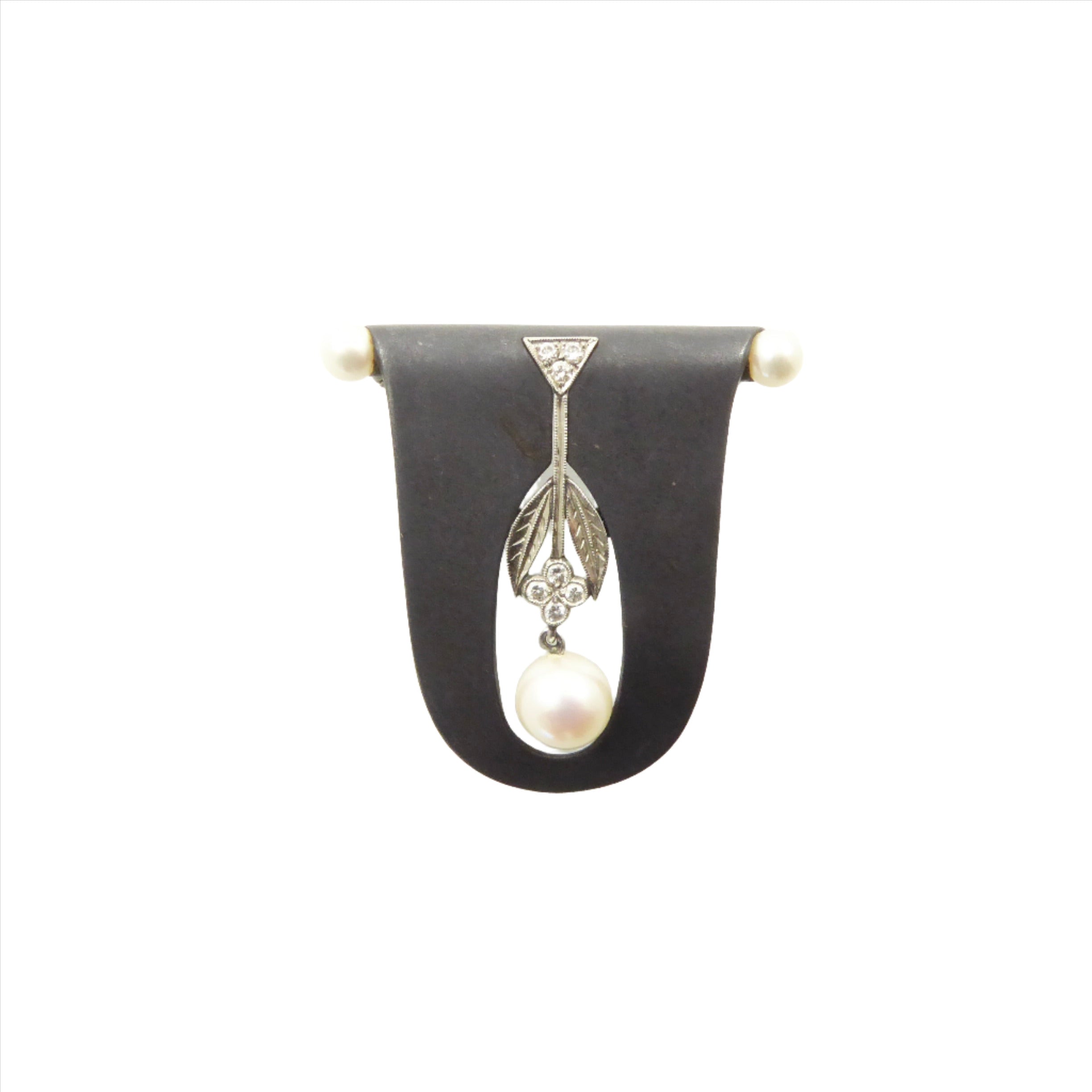Marsh pearl diamond brooch