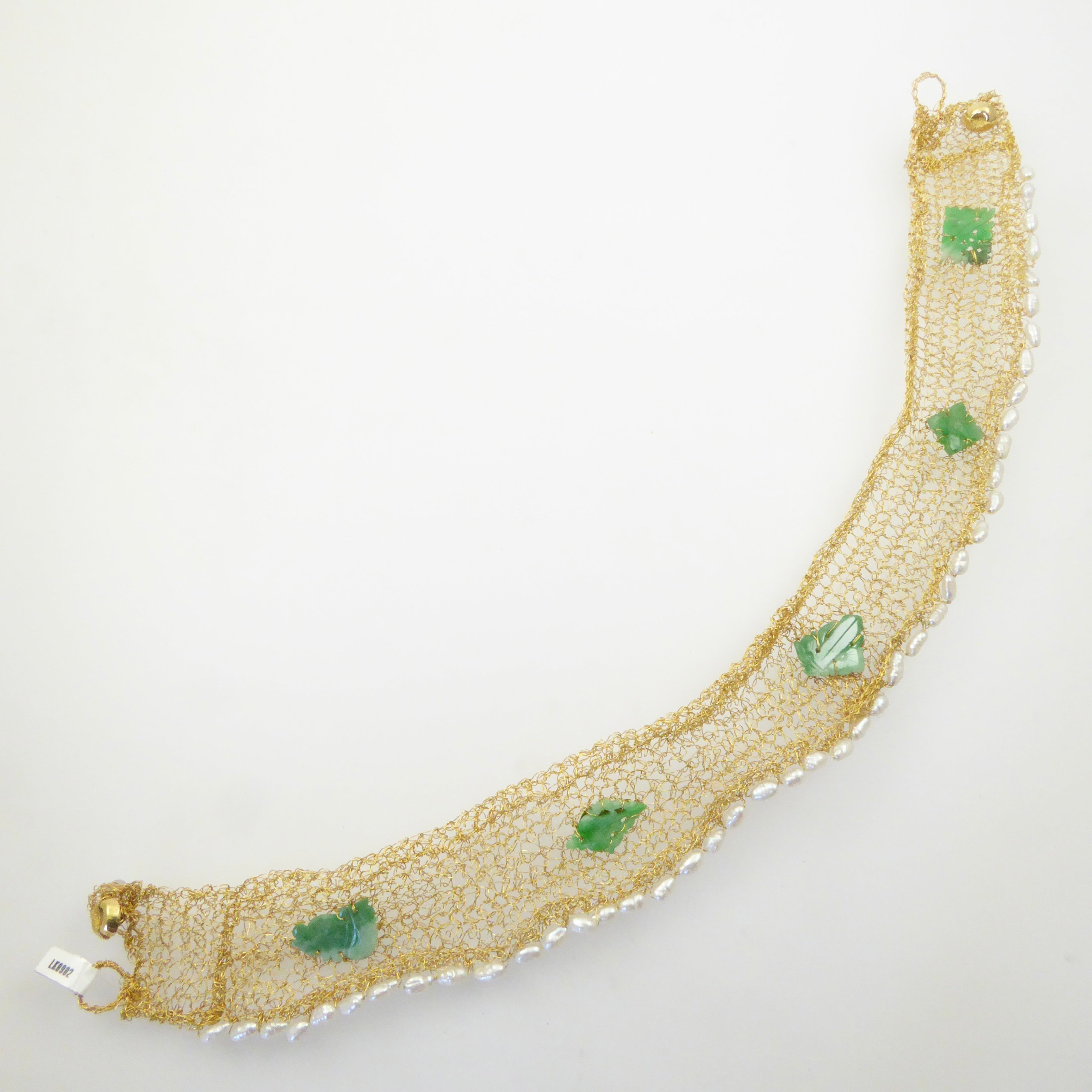 Miye Matsukata gold jade pearl necklace