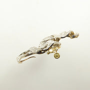 Antique French Diamond, Gold, and Platinum Brooch of an Iris