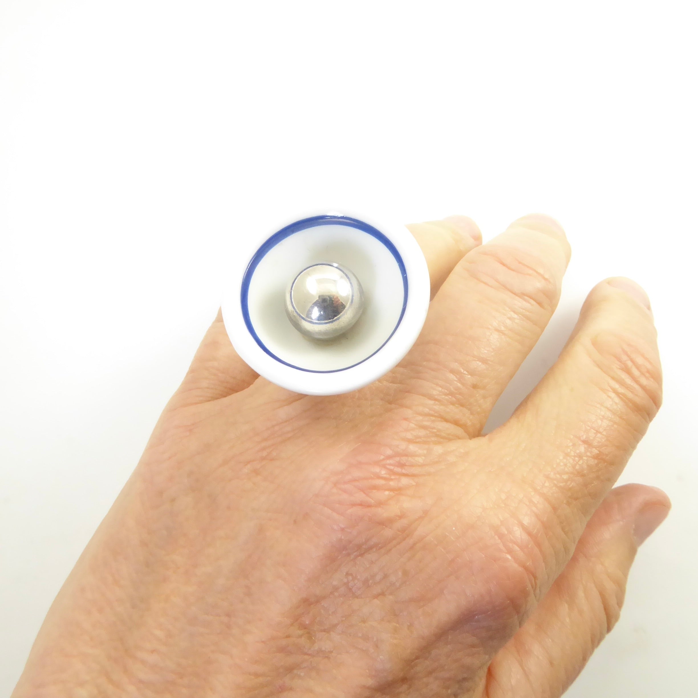 Anton Michelsen Porcelain and Silver Ring