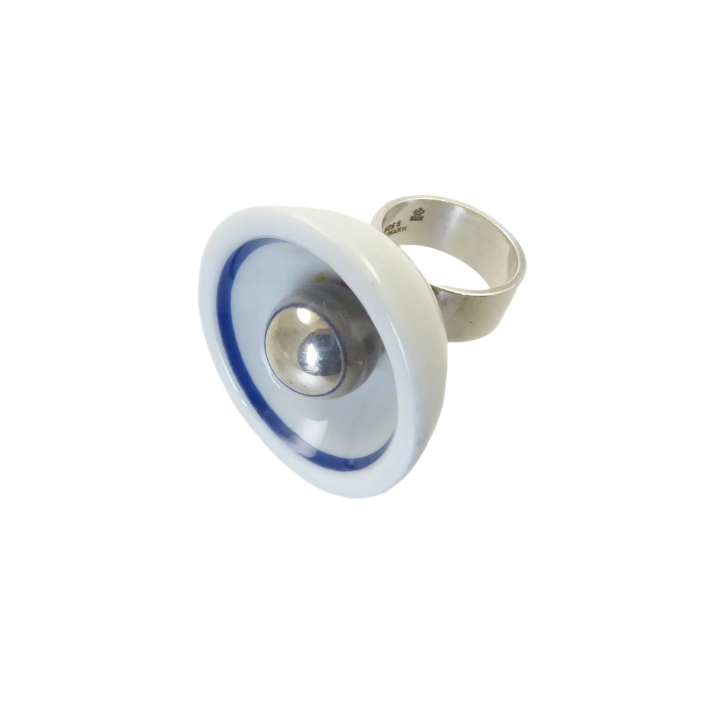 Anton Michelsen Porcelain and Silver Ring