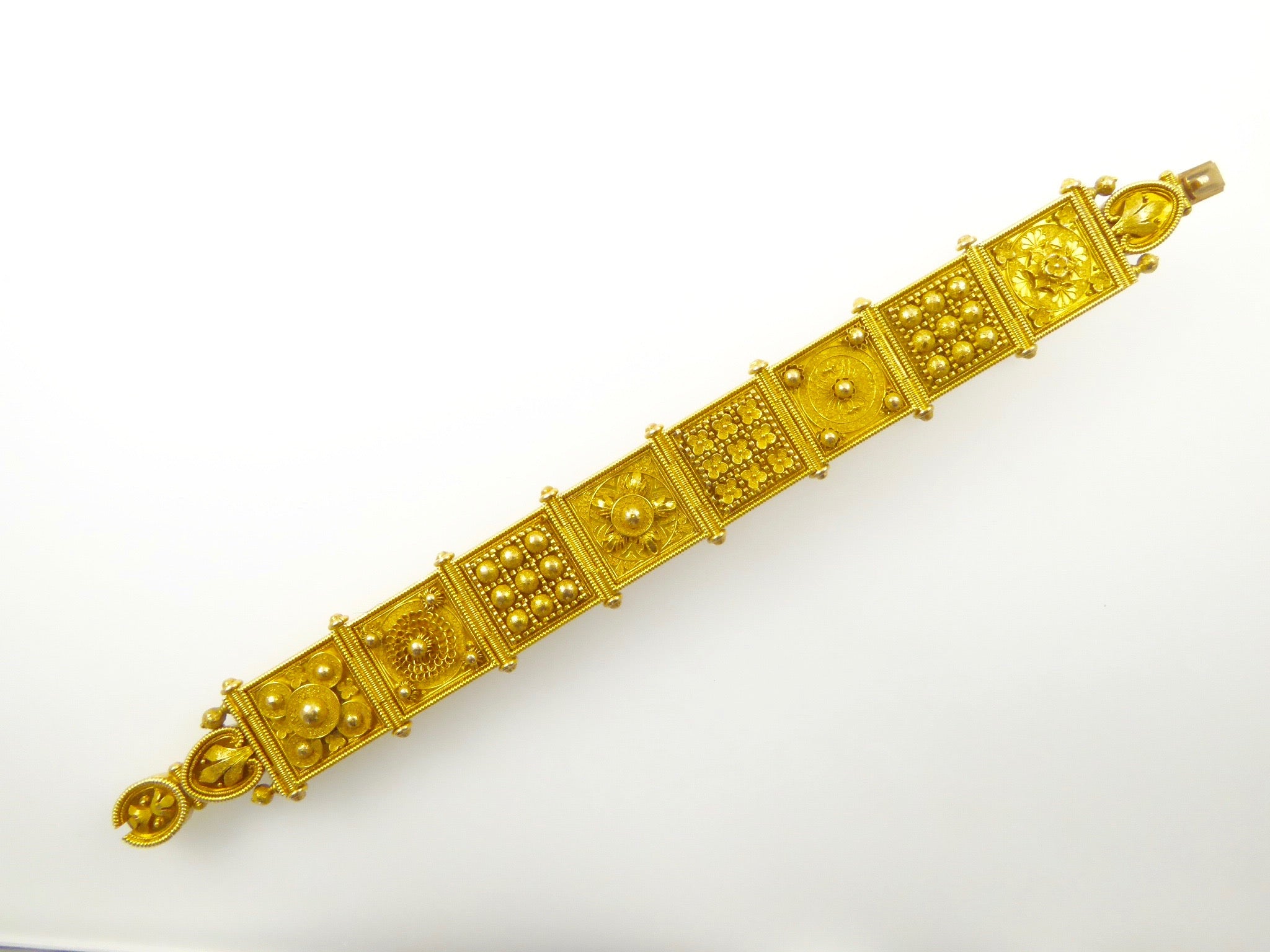 Etruscan revival gold braclelet granulation