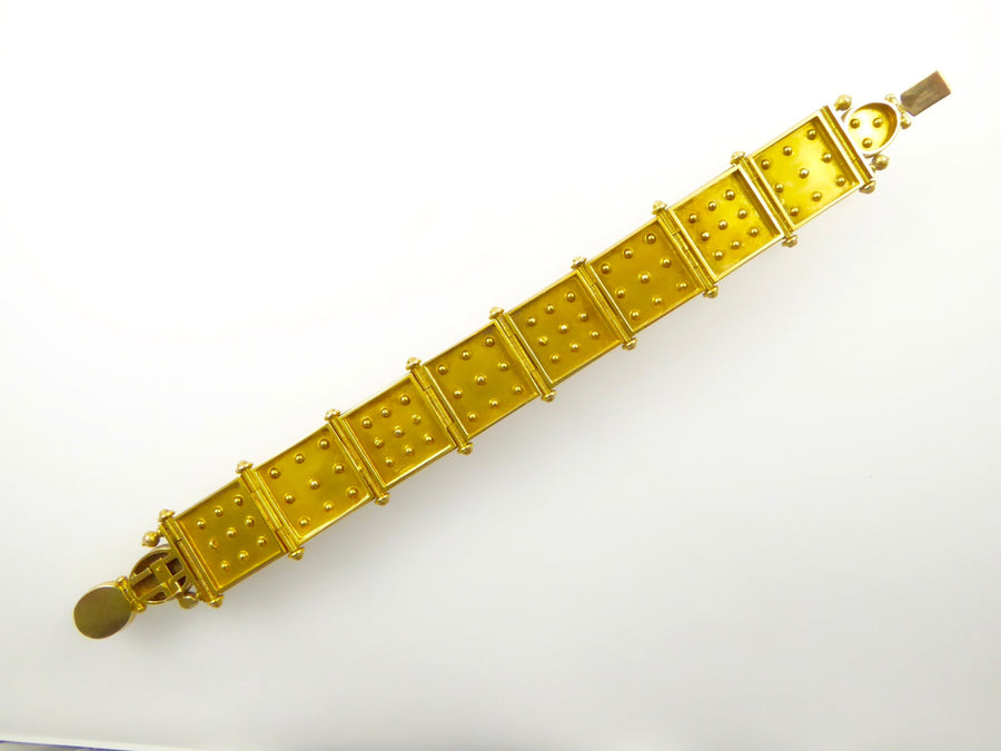 Etruscan revival gold braclelet granulation