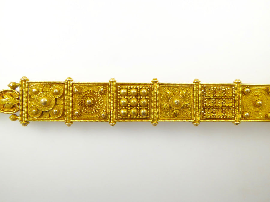 Etruscan revival gold braclelet granulation