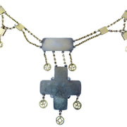 Arts and Crafts Necklace in Gold and Silver with Tiger's Eye and Cat's Eye Stones