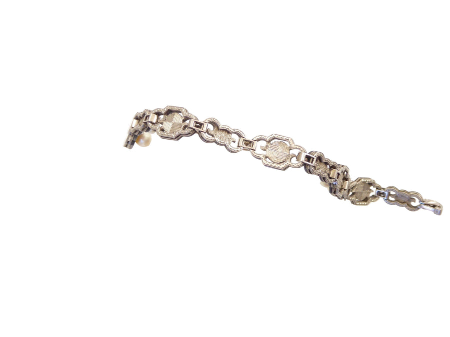 Marsh and Co. Diamond, Pearl, and Blackened Steel Bracelet