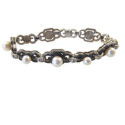 Marsh and Co. Diamond, Pearl, and Blackened Steel Bracelet