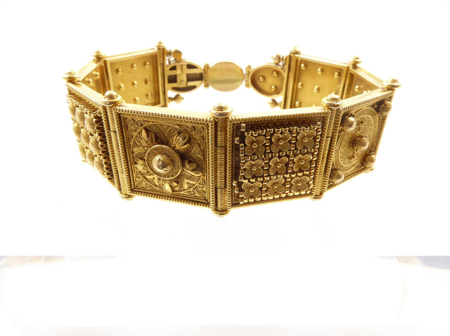 Etruscan revival gold braclelet granulation