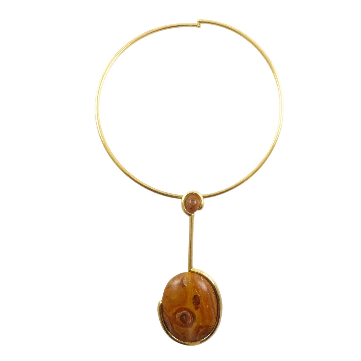Petrified Wood and Gold Necklace from the 1970's