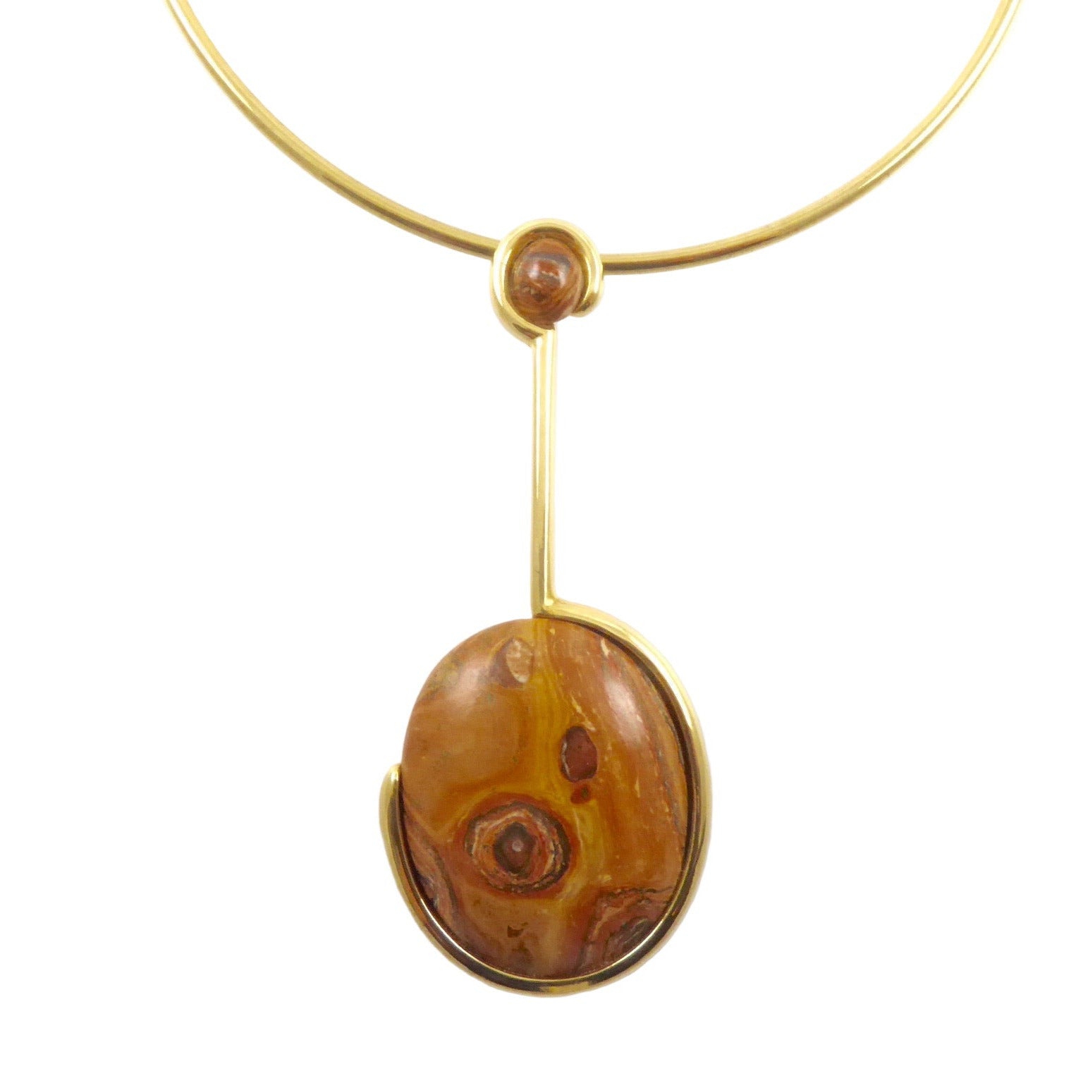 Petrified Wood and Gold Necklace from the 1970's