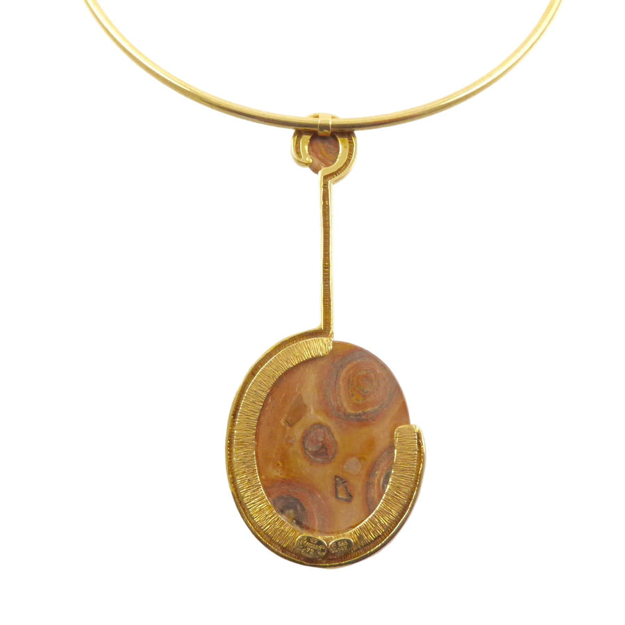 Petrified Wood and Gold Necklace from the 1970's
