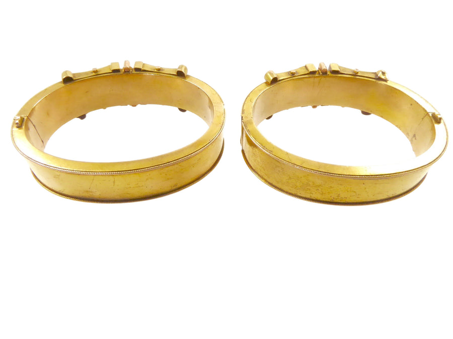 Pair of 14 Karat Gold Archaeological Revival Bracelets