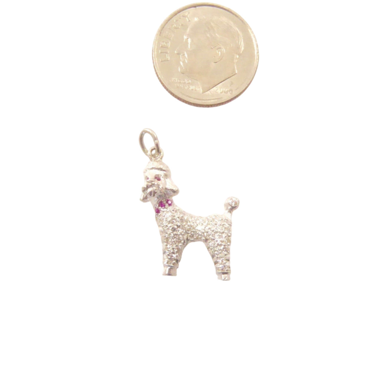 Art Deco Diamond and Platinum Poodle Charm