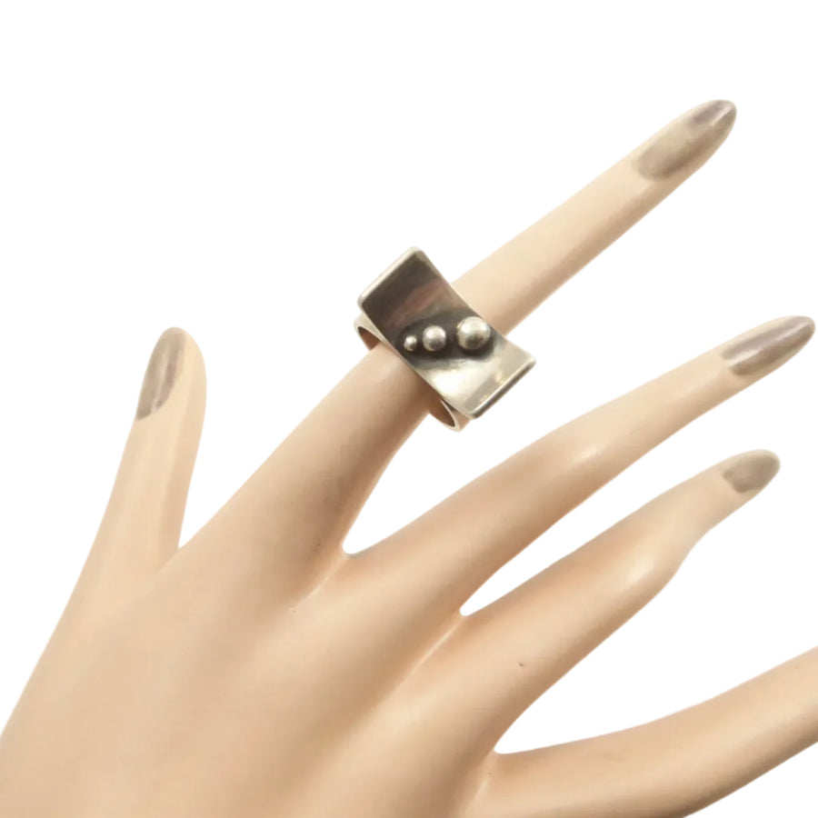 James Parker Silver Ring with Curved Top