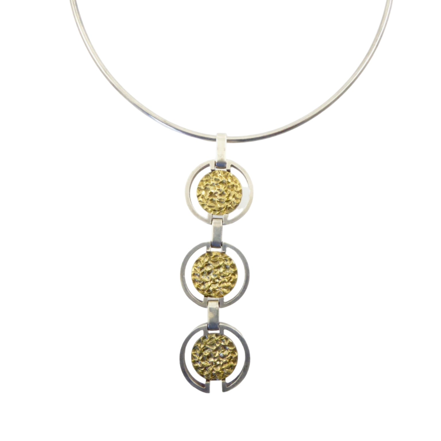 Anton Michelsen Silver Neck Ring with Long Two-Tone Pendant