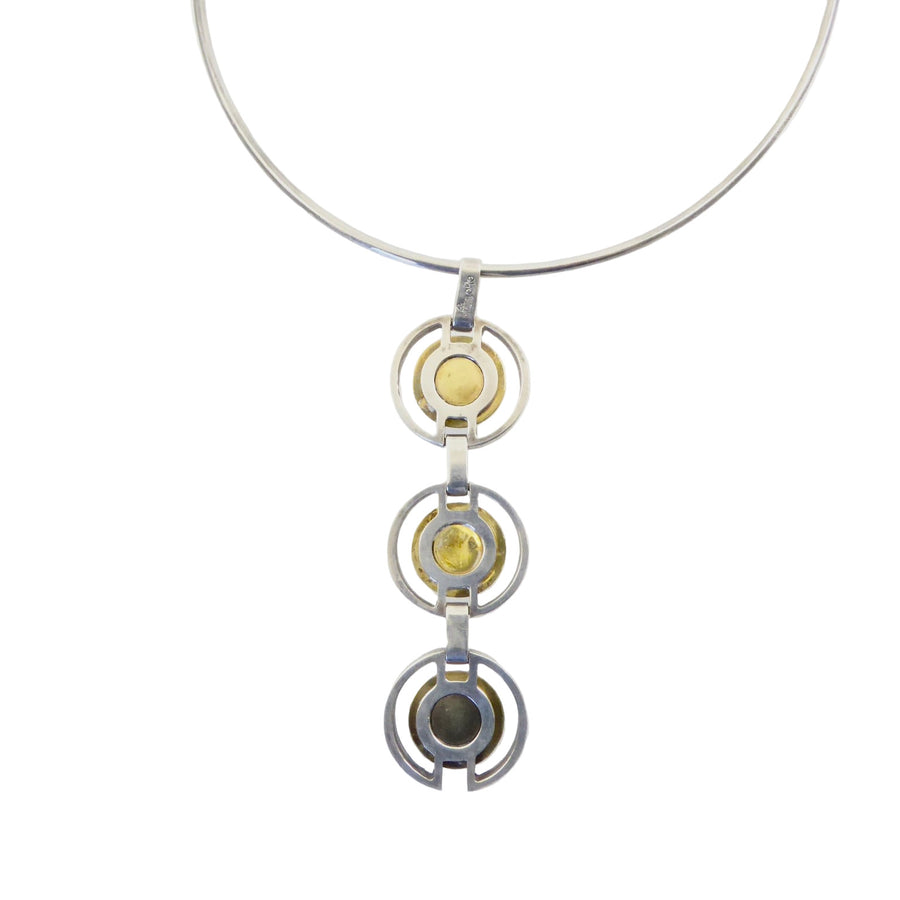 Anton Michelsen Silver Neck Ring with Long Two-Tone Pendant