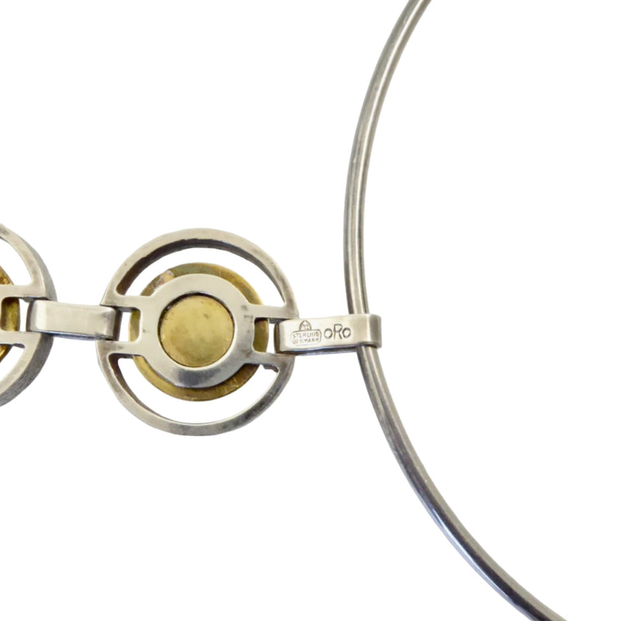 Anton Michelsen Silver Neck Ring with Long Two-Tone Pendant