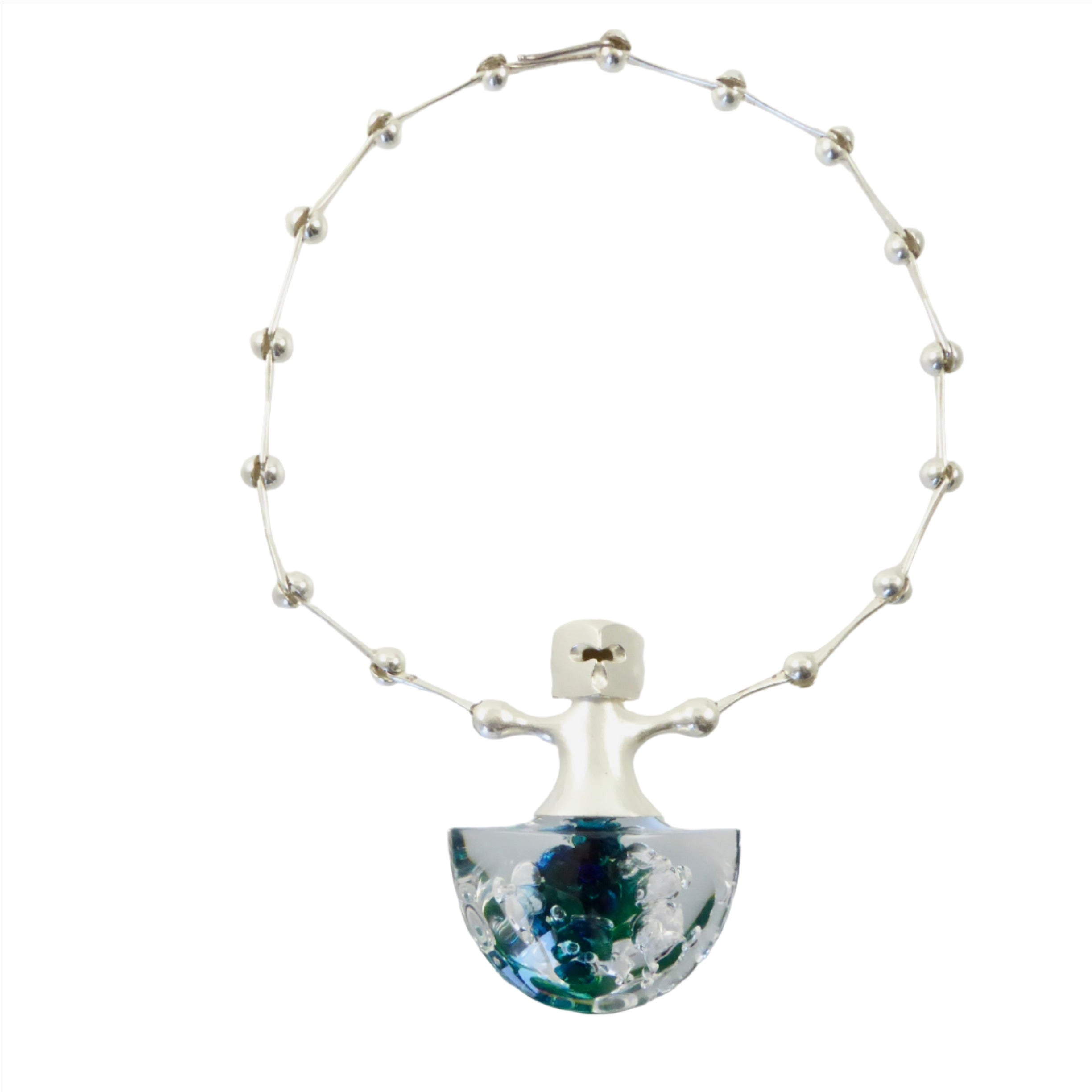 Lapponia large silver acrylic necklace