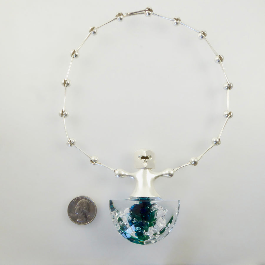 Lapponia large silver acrylic necklace