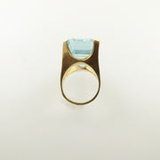 gold aquamarine ring brutalist