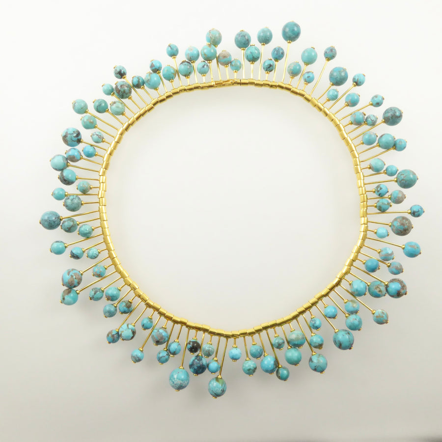 modernist gold turquoise necklace