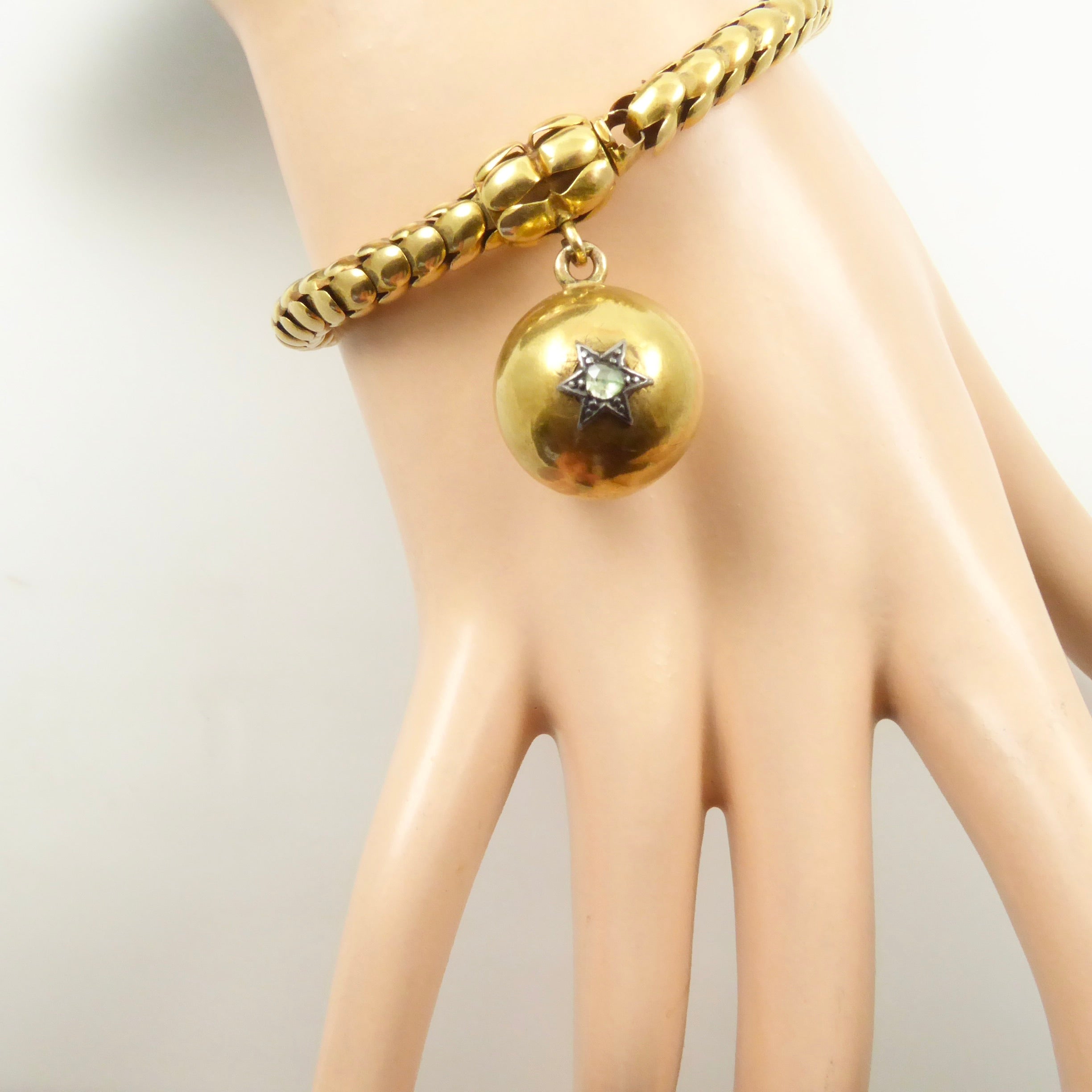 Victorian gold snake chain bracelet locket