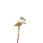 antique stork stick pin