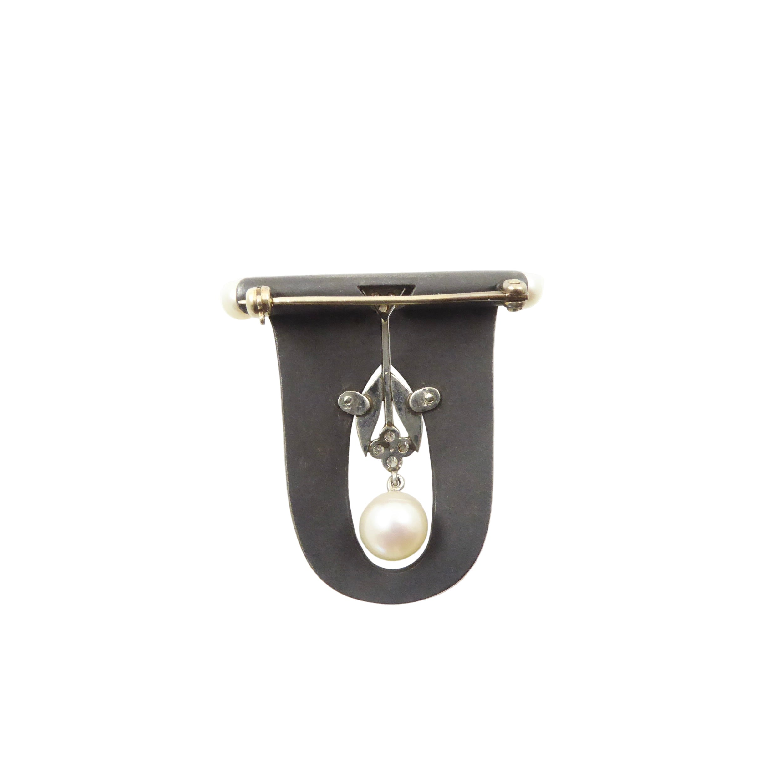 Marsh pearl diamond brooch