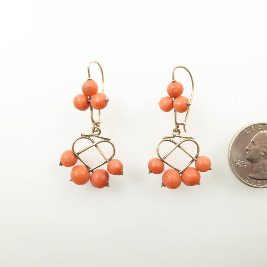 Victorian gold coral earrings