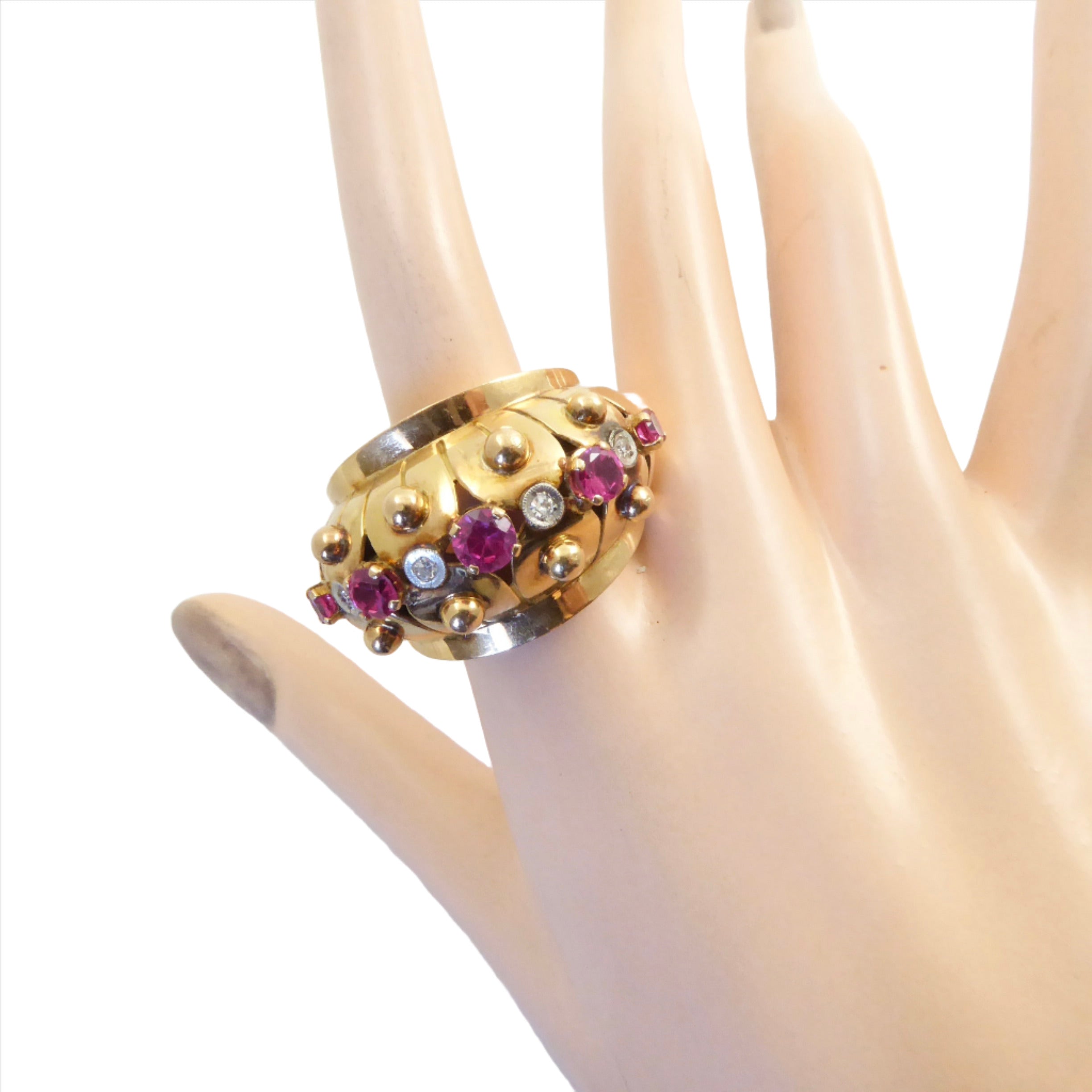 Retro Dome Ring with Diamonds and Rubies – Lisa Kramer Vintage Collection