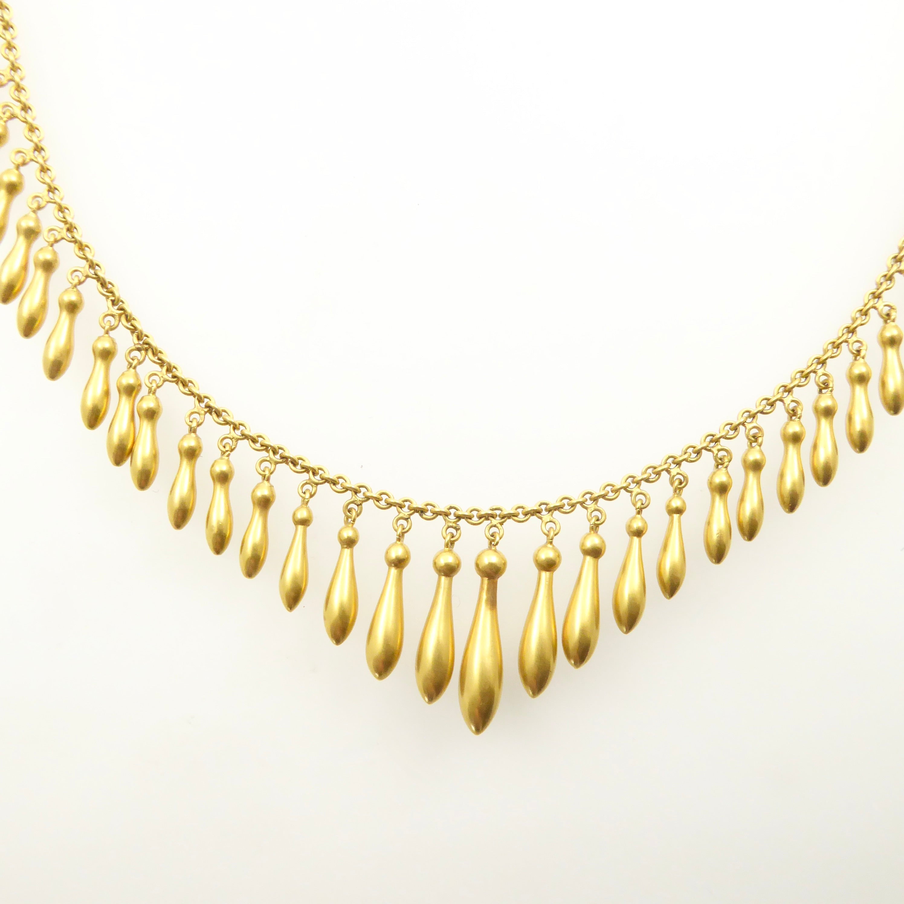 Victorian gold fringe necklace