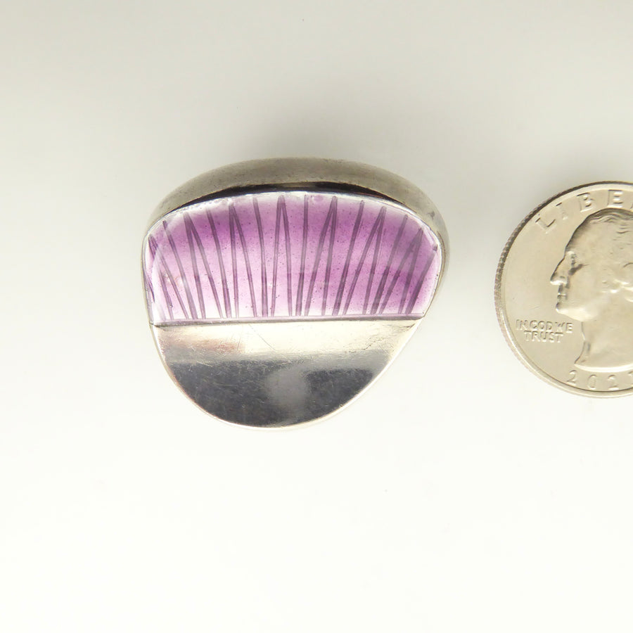 Atelier Borgila purple enamel brooch