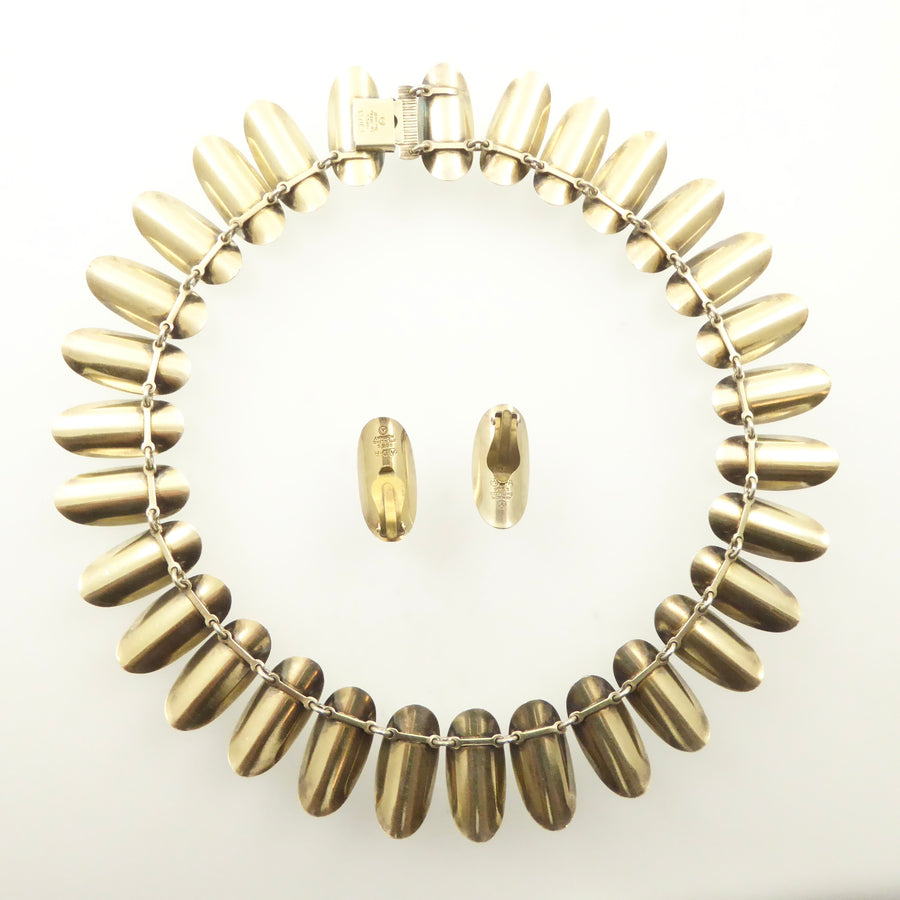 David-Andersen White Enamel Necklace and Earrings Designed by Willy Winnaess