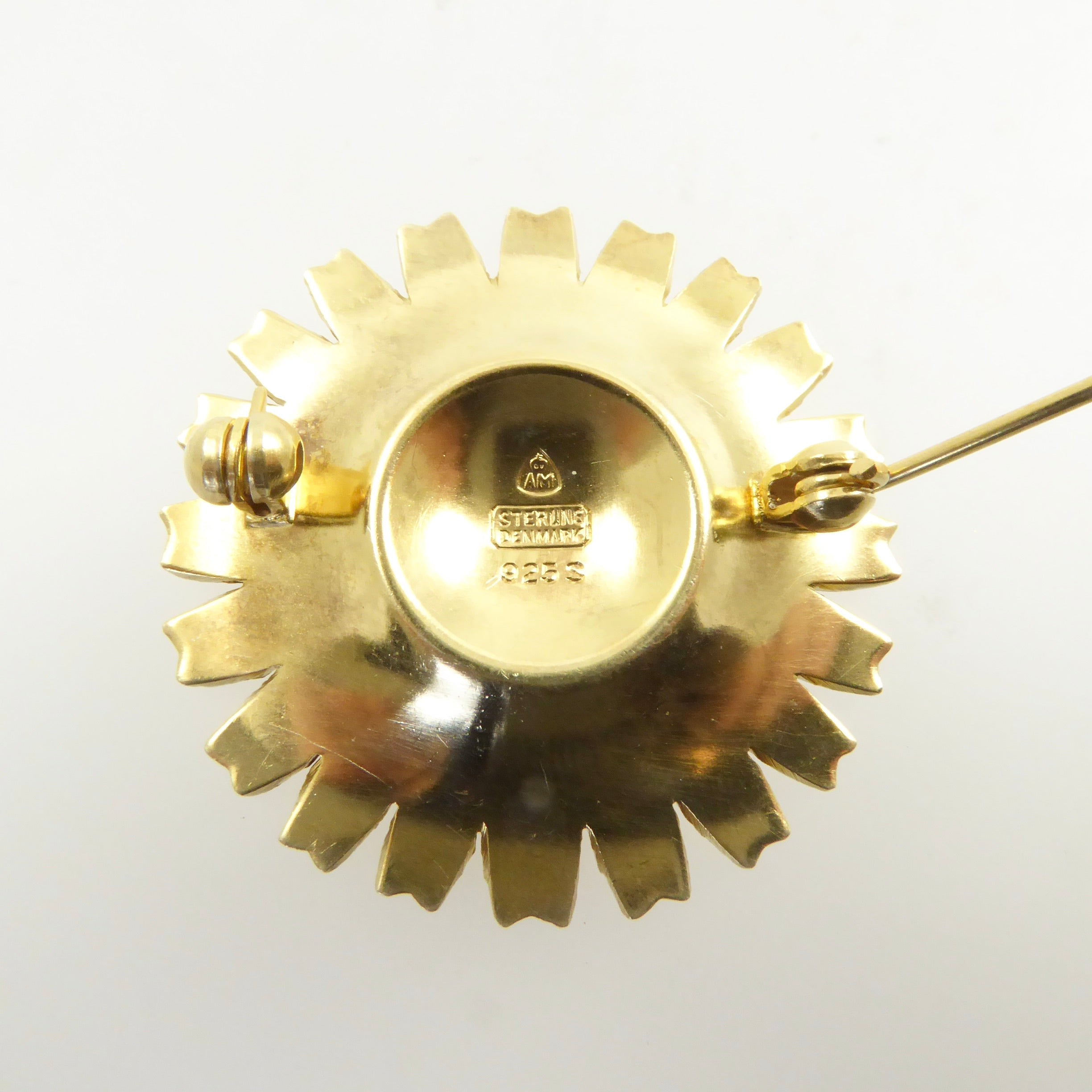 Anton Michelsen デイジー フラワー シルバー ブローチ Anton Michelsen Enamel Daisy Flower AM Sterling Silver Denmark 925