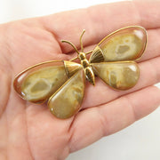 Antique Gold and Agate Butterfly Brooch