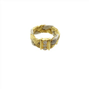 Henry Dunay Gold and Platinum Braided Ring with Diamonds