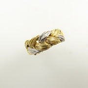 Henry Dunay Gold and Platinum Braided Ring with Diamonds