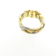 Henry Dunay Gold and Platinum Braided Ring with Diamonds