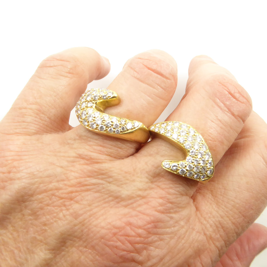 Hammerman Brothers Pair of Interlocking Gold and Diamond Rings