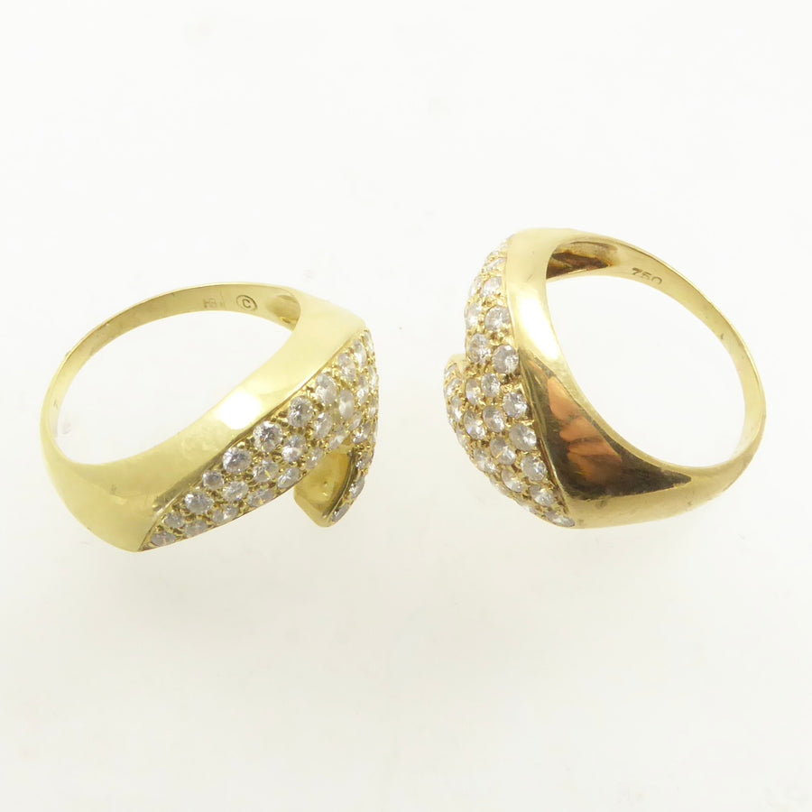 Hammerman Brothers Pair of Interlocking Gold and Diamond Rings