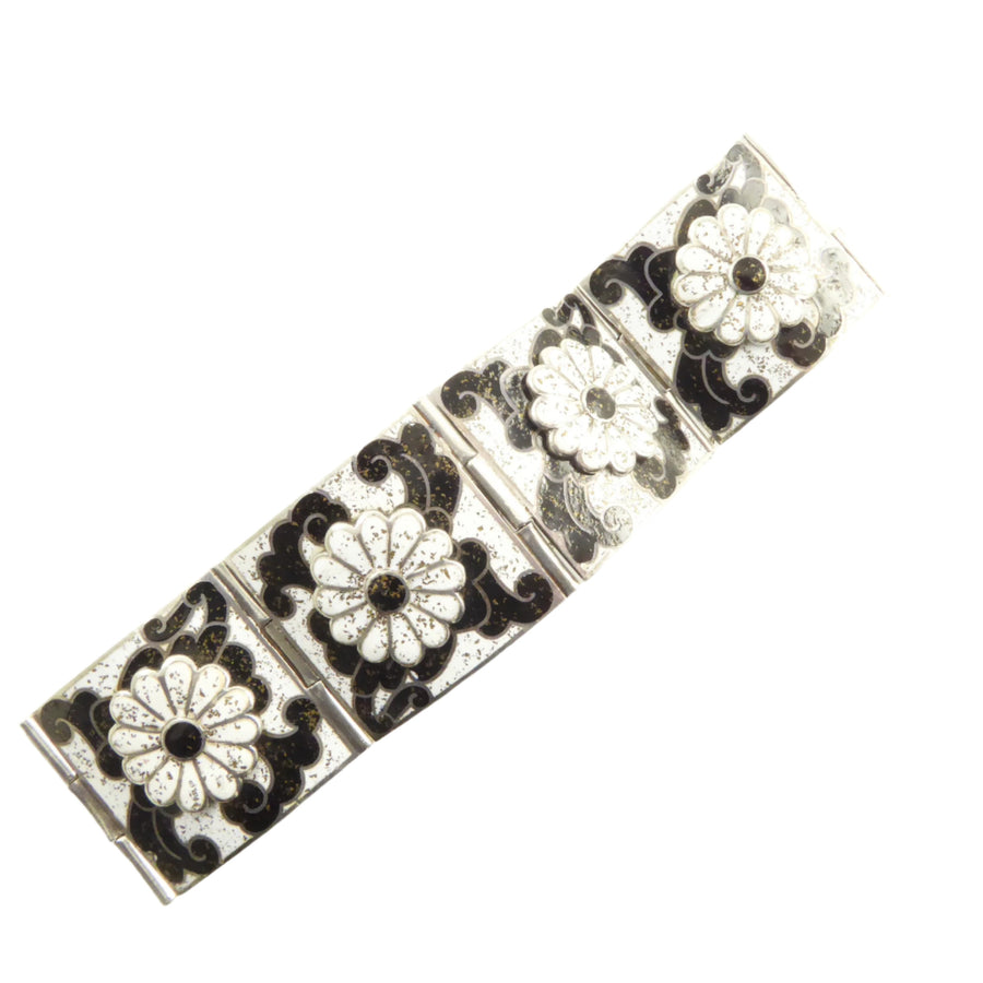 Margot de Taxco Black and White Enamel Bracelet