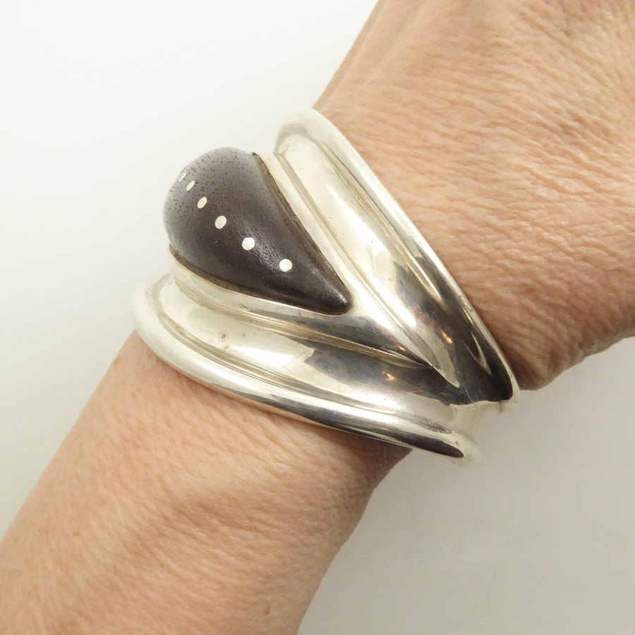 Silver and Wood Cuff by Sucesores de Spratling