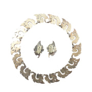 Margot de Taxco "Leaf Shell" Necklace and Earrings 5611