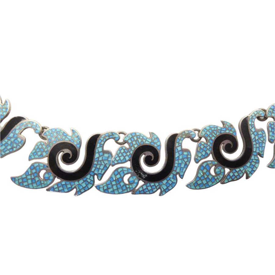 Margot de Taxco "Leaf Shell" Necklace and Earrings 5611