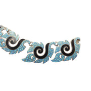Margot de Taxco "Leaf Shell" Necklace and Earrings 5611