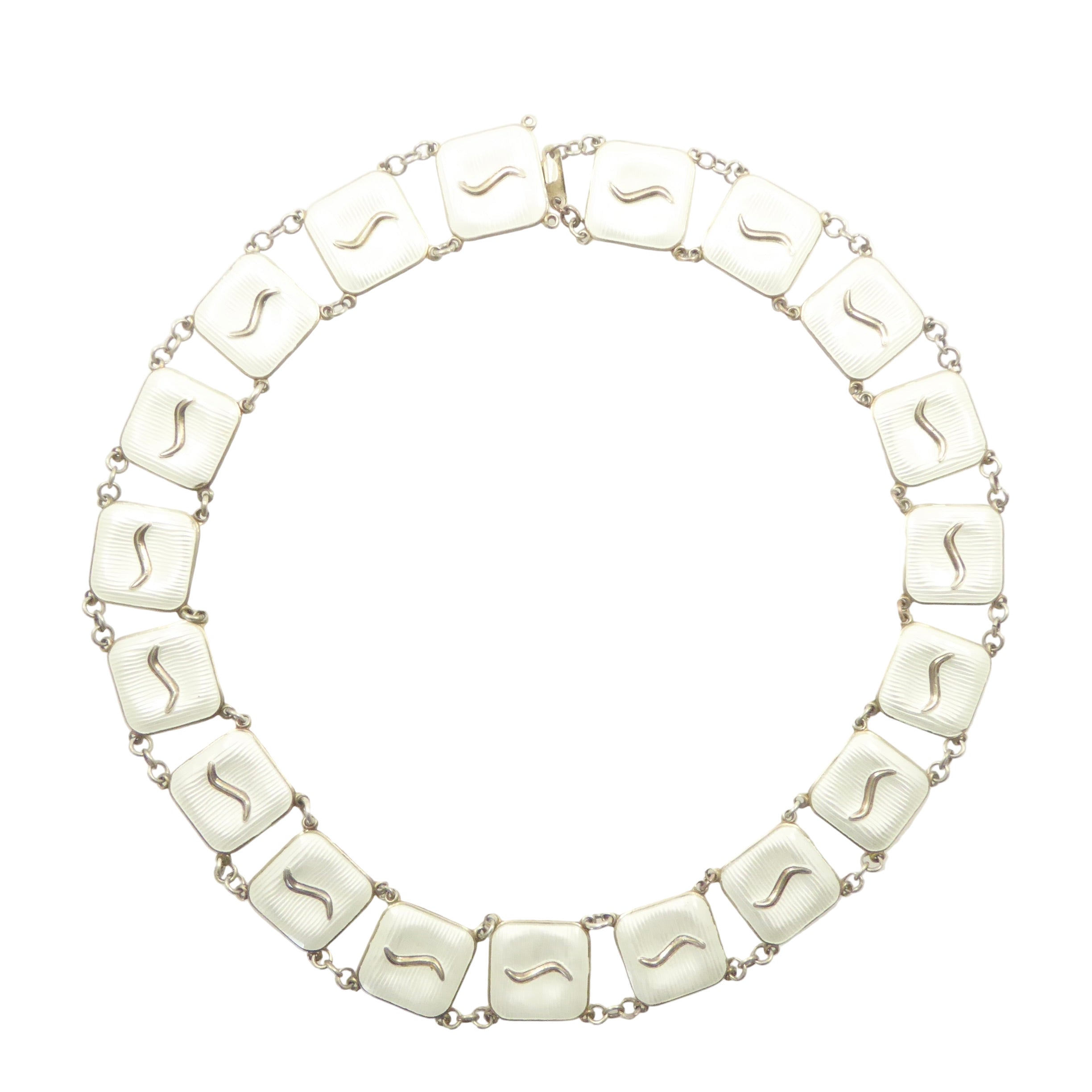 J. Tostrup White Enamel Necklace