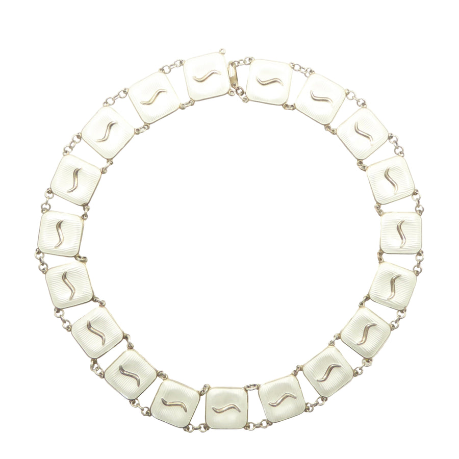 J. Tostrup White Enamel Necklace